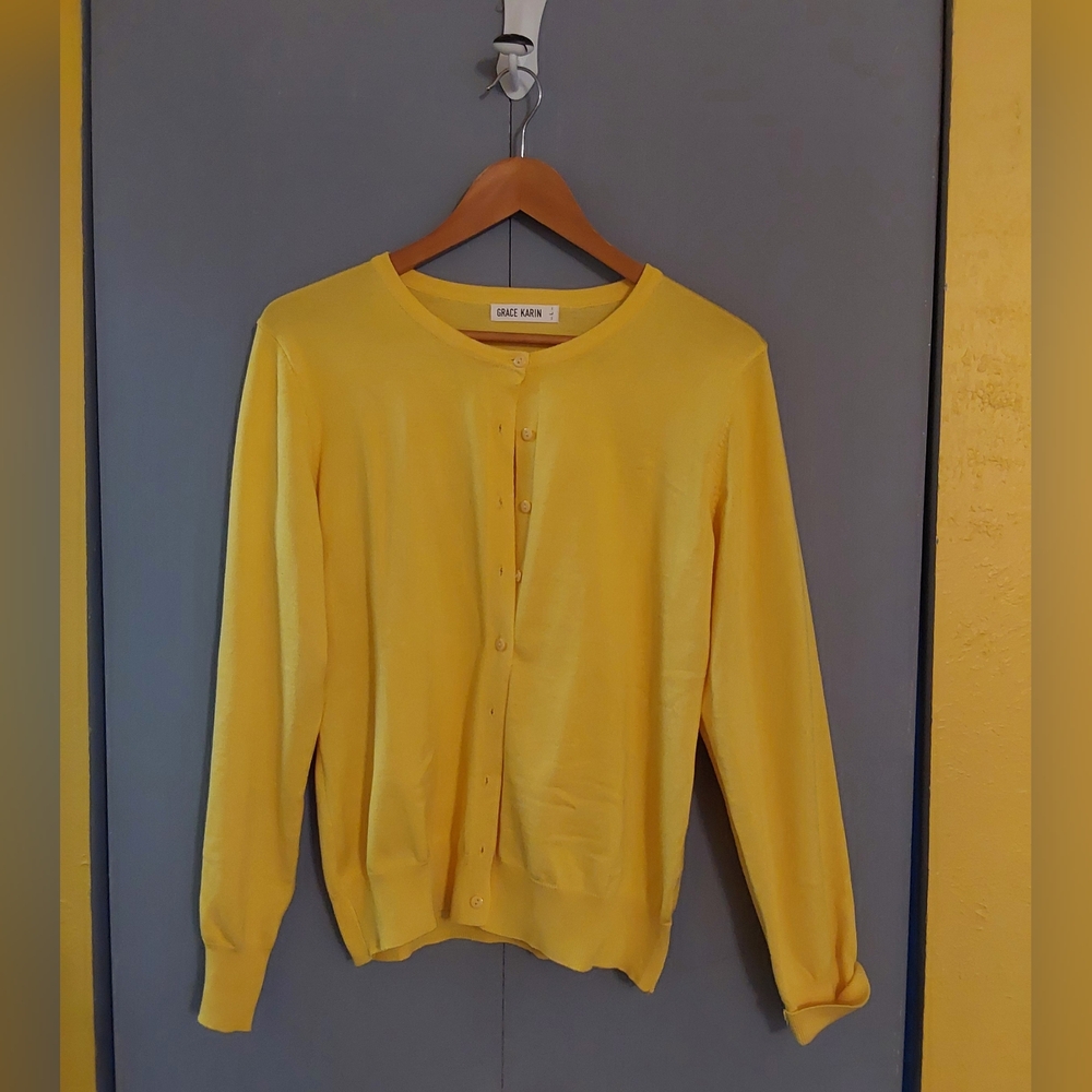 Grace Karin Yellow Cardigan Sweater